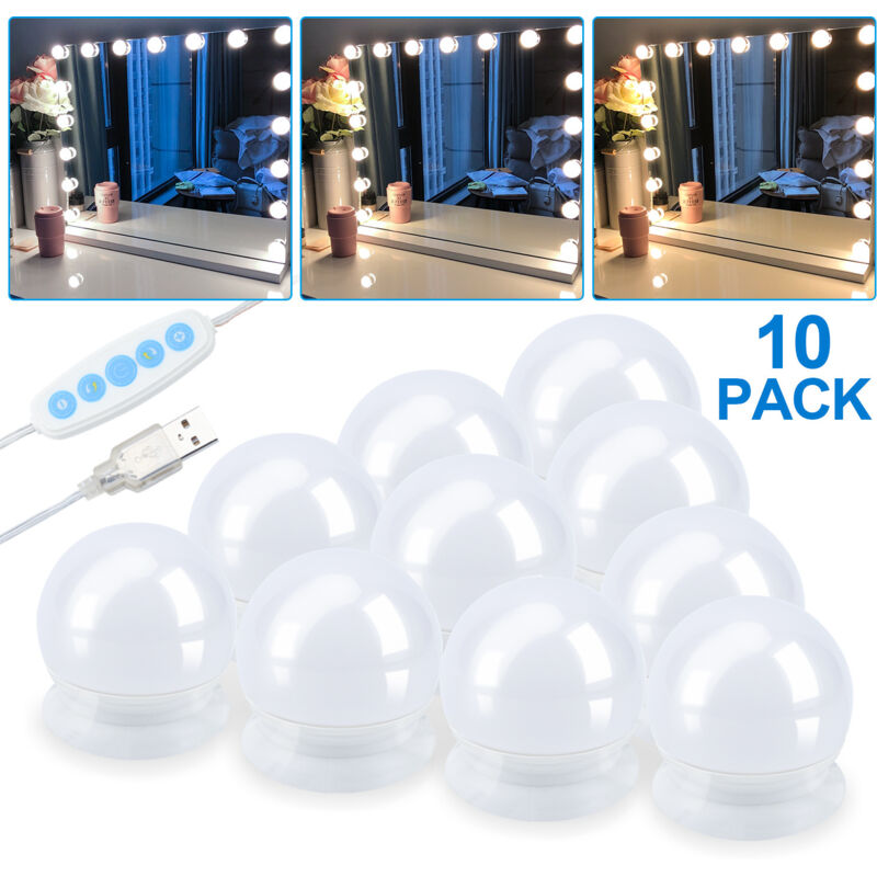 Tolletour - Lampe de maquillage à miroir led 10 led à intensité variable Lampe usb diy