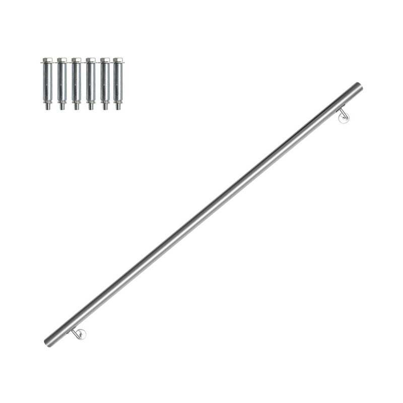 Tolletour - Main courante. inox rampe d'escalier rond. intérieur & extérieur ø 42 mm. support mural. argenté 200cm