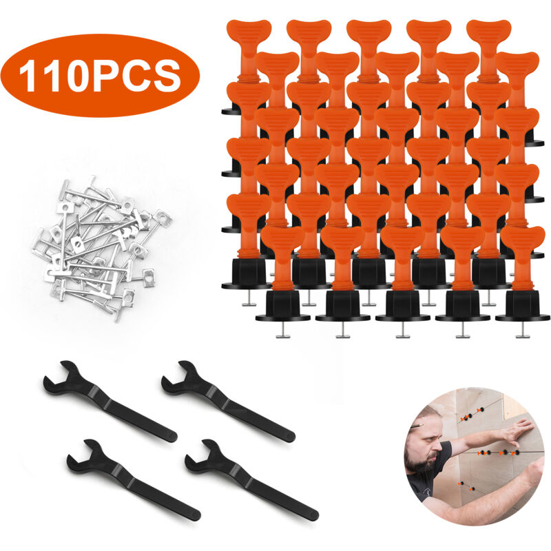 Niveleurs de Tuiles 110 pièces Nivellement des Carreaux Système d'alignement kit de Nivellement.kit de nivellement de carrelage réutilisable pour la
