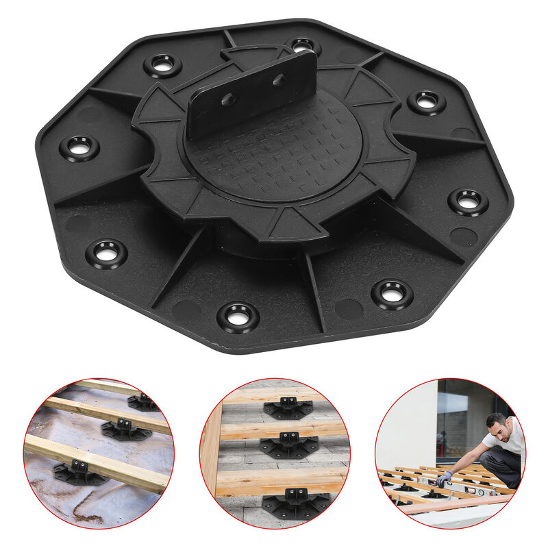 TolleTour Plot terrasse bois ou composite Noir Plot terrasse pour dalle réglable 18-30 mm 50x