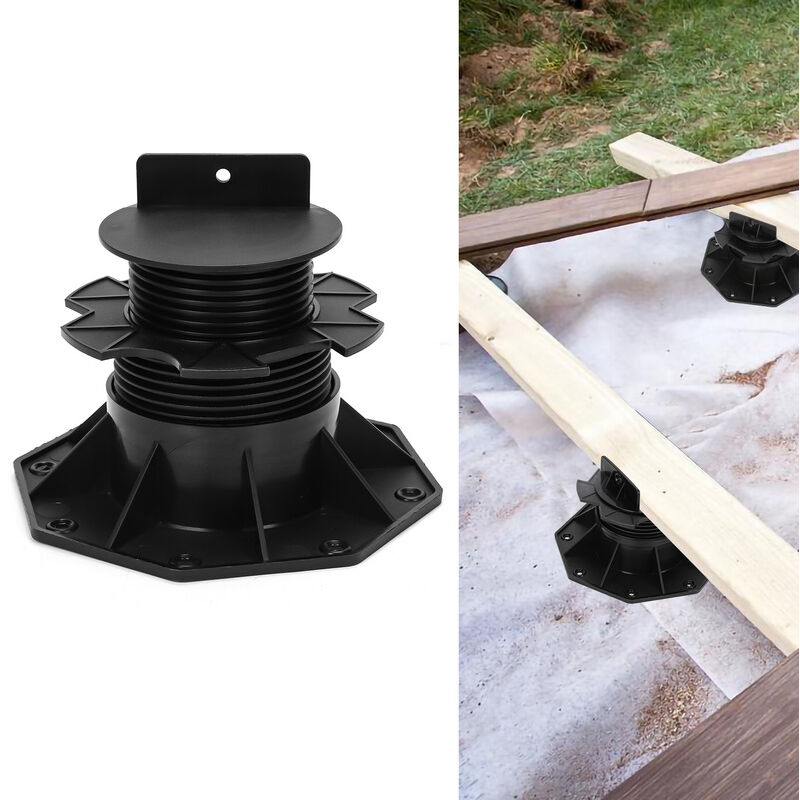 Tolletour - Plot terrasse bois ou composite Noir Plot terrasse pour dalle réglable 60-140 mm 50x
