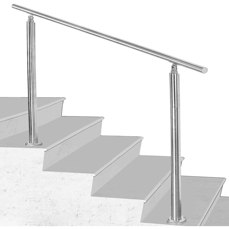 Tolletour - Rampe d'escalier Acier Inoxydable.Rambarde Main pour l'intérieur et l'extérieur Balustrade pour balcon.150x4.2x106.5cm avec 0 Tringles