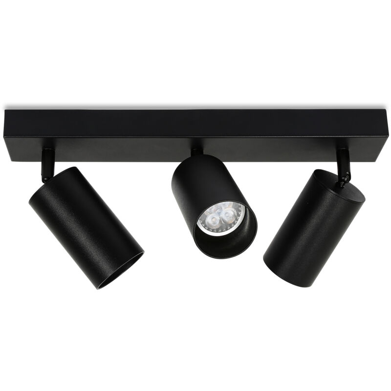 Tolletour - Spot de plafond Plafonnier plafonniers cuisine GU10 applique lampe plafonnier led spot 3-flammes rétro - le noir