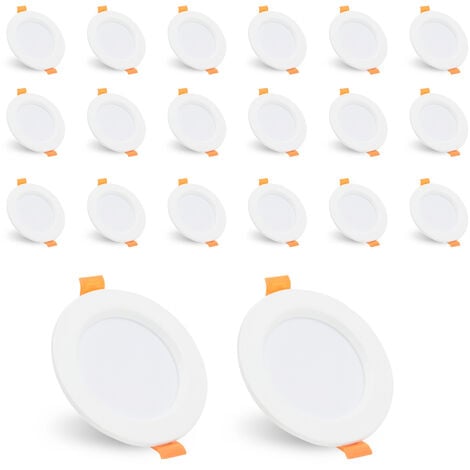 Pack de 5 Supports Spots Encastrables Sol AC220-240V Blanc Chaud 2800-3200K  2W Étanche IP67 Rond - perçage 85mm Diffuseur Dépoli