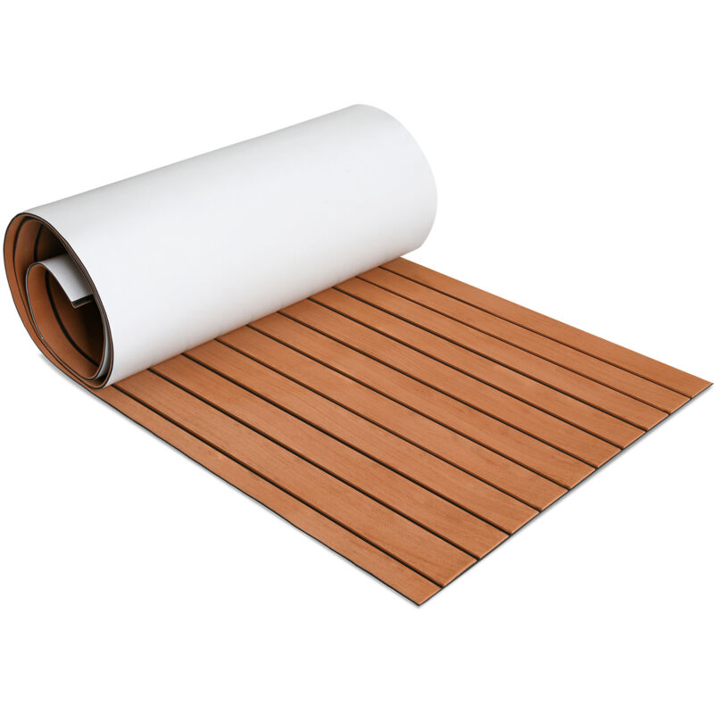 Tapis de Sol Tapis de Pont en Mousse eva Teck Yacht Tapis de Sol Auto-Adhésif Marron 240x90cm - Tolletour