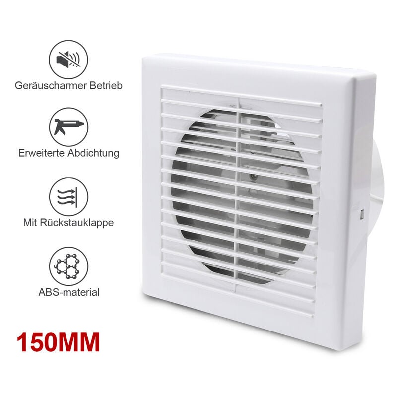 Tolletour - Ventilateur de salle de bain Ventilateur mural avec plaque de guidage de reflux 150mm Ventilateur de plafond salle de bain