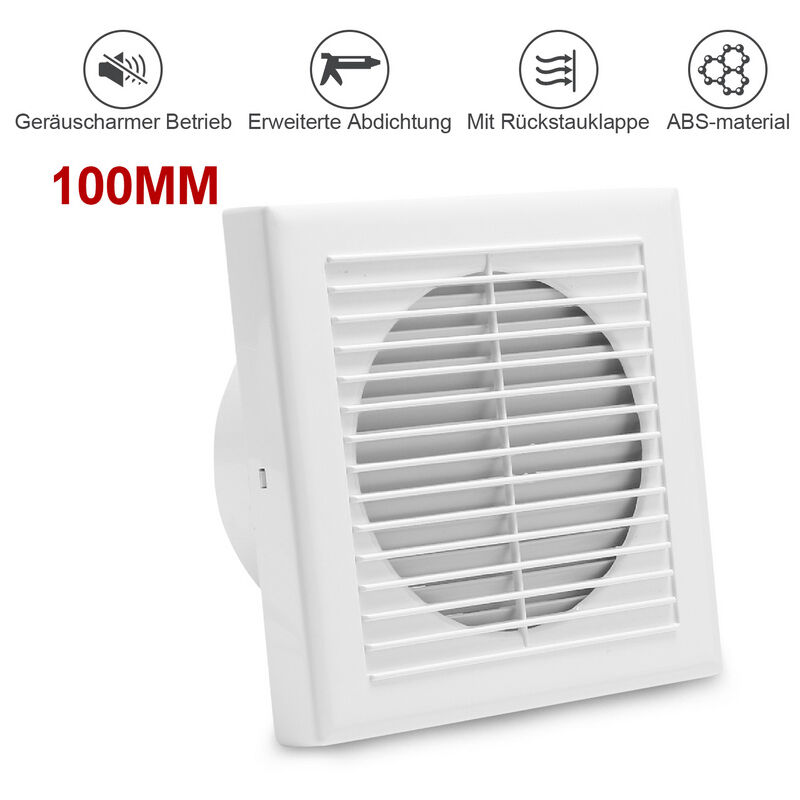 Tolletour - Ventilateur de salle de bains Ventilateur mural avec plaque de guidage du reflux 100mm Ventilateur de plafond salle de bains