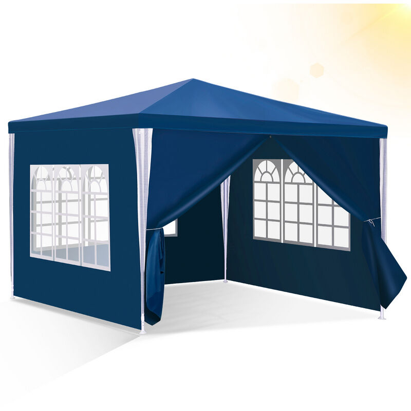 Tente Pavillon Tente de Jardin – Pavillon de jardin étanche avec Easy-Klett. protection parfaite par tous les temps 3x3m Bleu - Tolletour