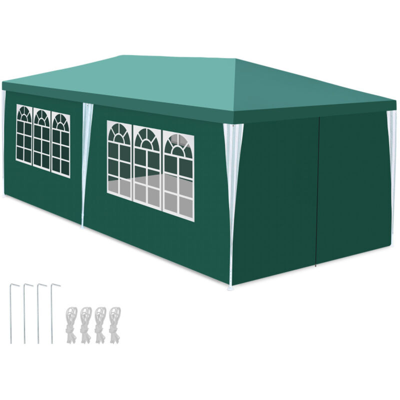 Tolletour - Tonnelle Pavillon Étanche Terrasse – Pavillon de terrasse avec fixation. tente de jardin parfaite pour les fêtes 3x6m Vert