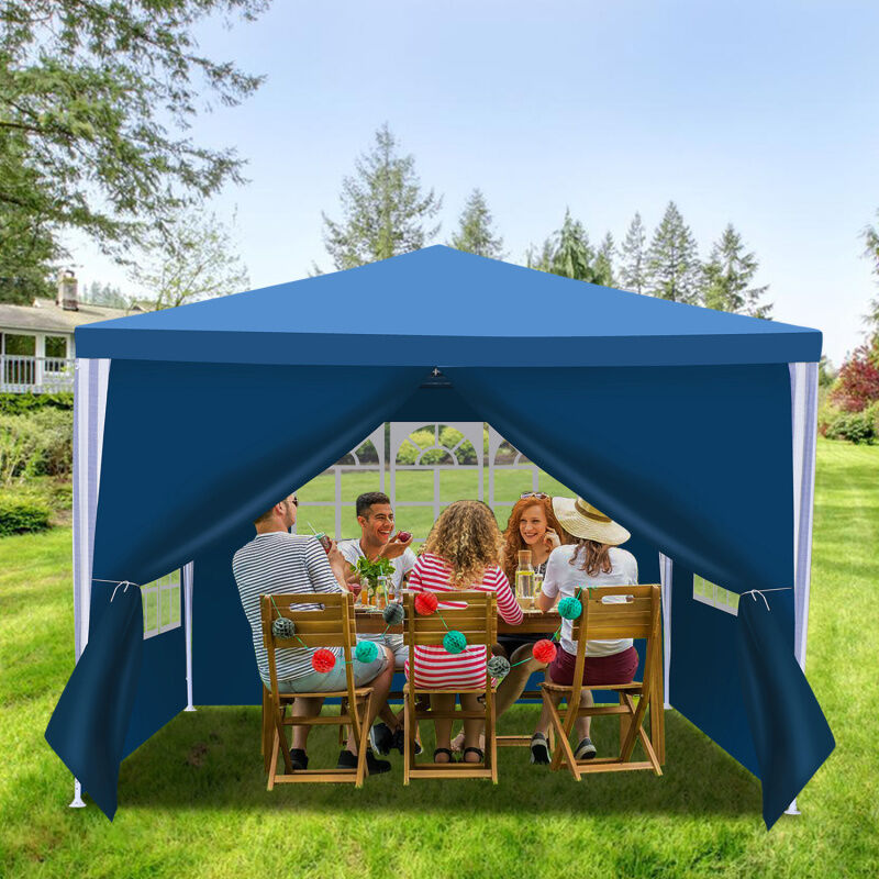 Tolletour - Tonnelle Pavillon Tente de Jardin Pavillon – Tente de fête robuste et haut de gamme avec pergola 3x3m Bleu