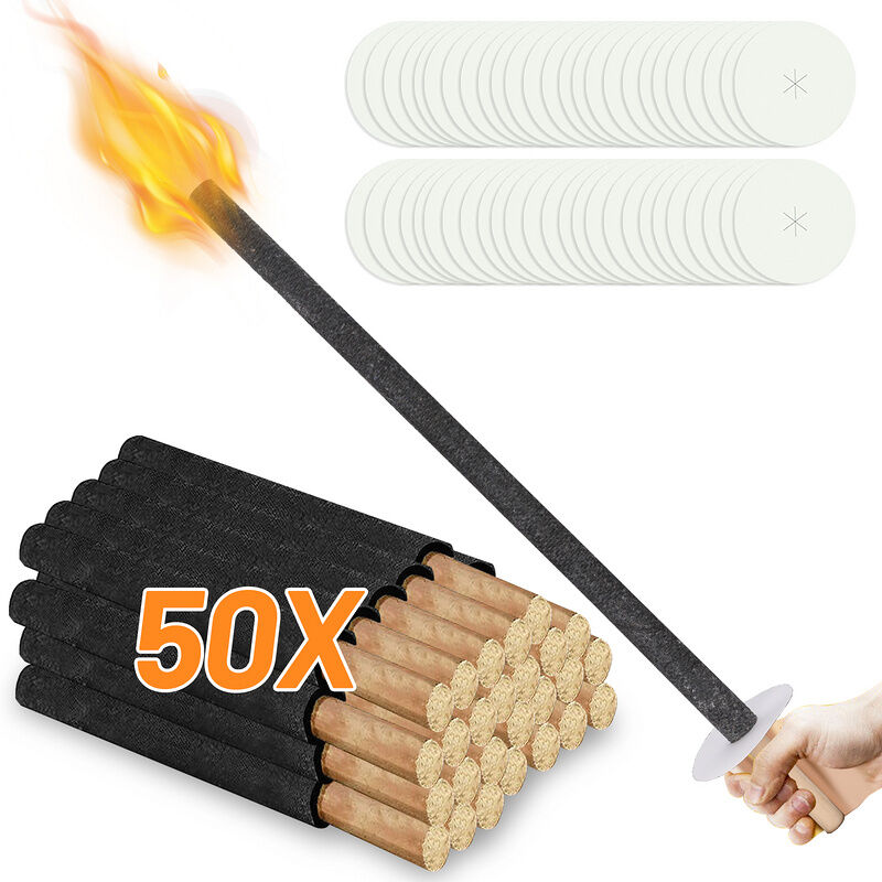 Tolletour - Hengda Torches de cire Temps de combustion 45 min. torches d'extérieur en cire naturelle avec protection des mains-50 pièces