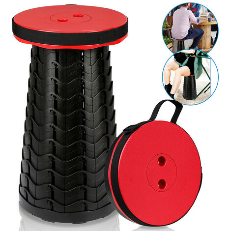 TolleTour Tragbarer Klappstuhl Hocker Faltbar Campingstuhl Klapphocker Teleskop Rot