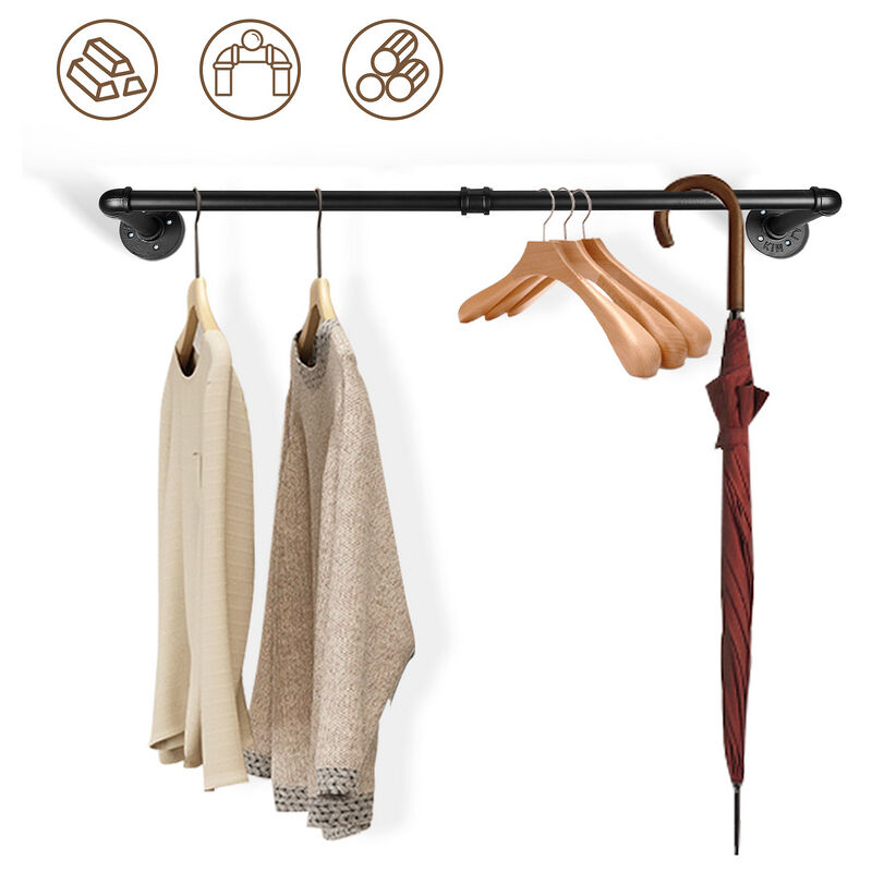 Tolletour - Tringle à vêtements Tringle penderie 90 cm salon Amovible jusqu'à 65 kg de charge