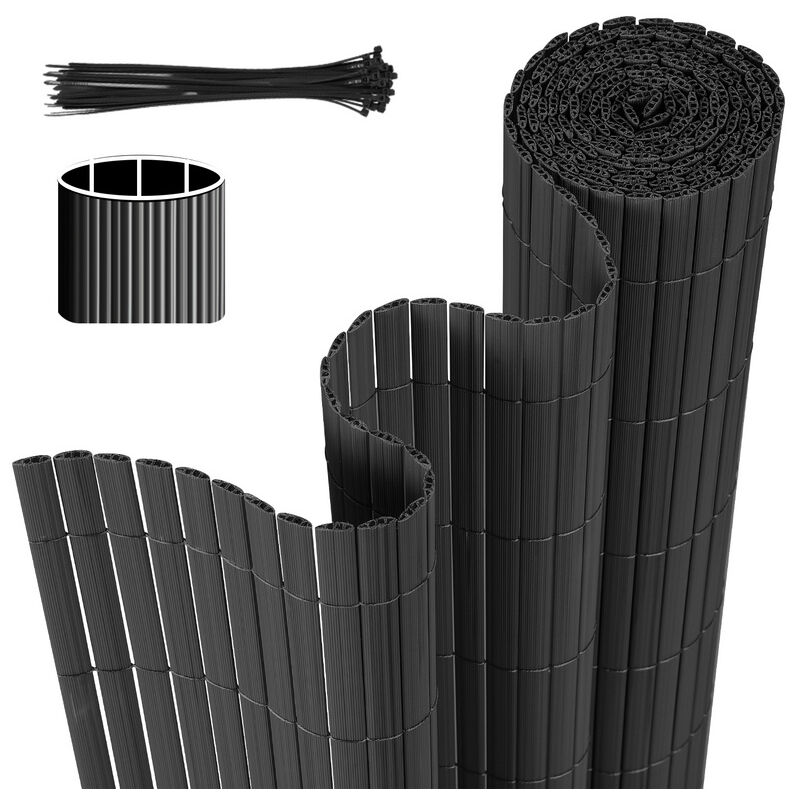 Tubiaz Canisse en pvc Canisse pvc pour jardin balcon terrasse. Balcon clôture brise-vent Gris 160 x 600cm - Tolletour