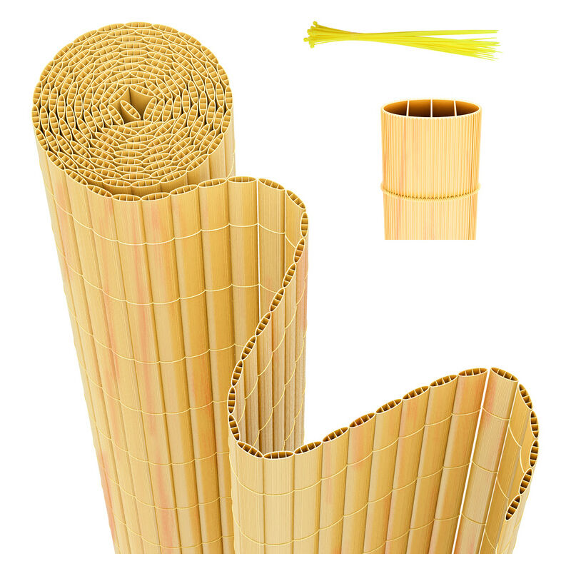 Tubiaz Canisse en pvc Canisse pvc pour jardin balcon terrasse. Balcon clôture brise-vent Bambou 140 x 900cm - Tolletour