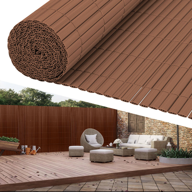 Tolletour - Tubiaz Canisse pvc Brise Vue, Paravent de Jardin, Piscines, Balcon Terrasse, Palissade en pvc Résistant aux uv, Intempéries, Marron 120 x