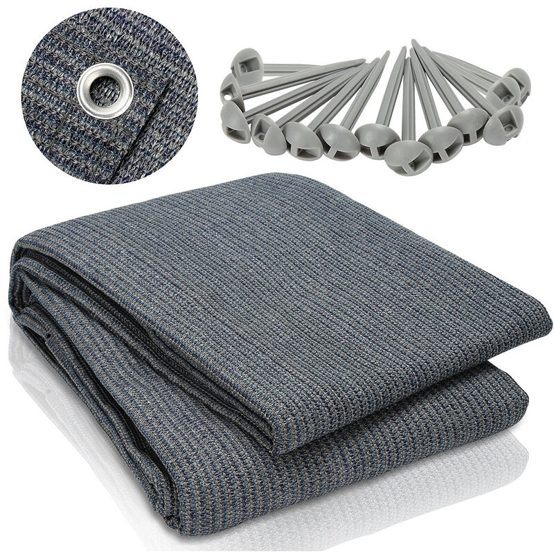 TolleTour Tubiaz Tapis d'extérieur Tapis de Tente Tapis de Voyage de Camping Tapis de Auvent Caravane 250X550cm Bleu-gris