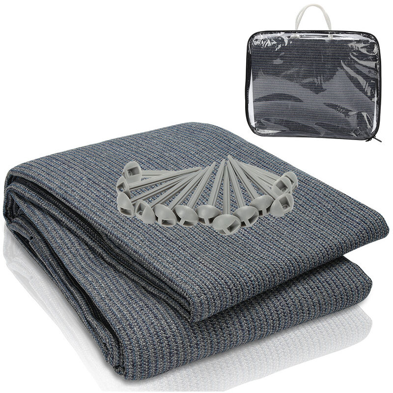 Tolletour - Tubiaz Tapis d'extérieur Tapis de Tente Tapis de Voyage de Camping Tapis de Auvent Caravane 300X600cm Bleu-gris