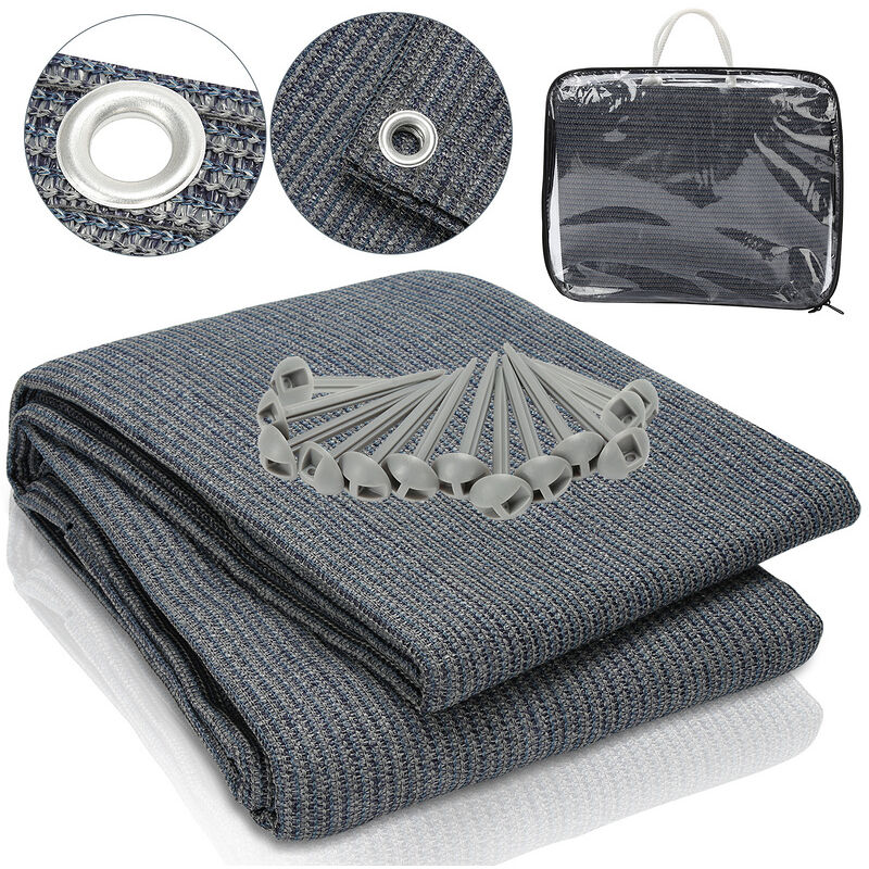 Tolletour - Tubiaz Tapis d'extérieur Tapis de Tente Tapis de Voyage de Camping Tapis de Auvent Caravane 400X400cm Bleu-gris