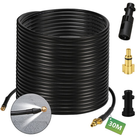 TolleTour Tubo sturatubi 30m 180Bar in PVC con ugello fisso in rame e attacco M22