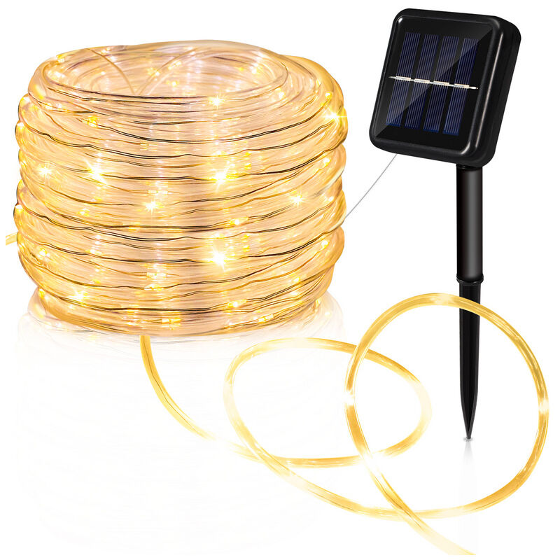 Tuyau de lumière solaire tuyau de lumière led chaîne lumineuse filet de lumière extérieure blanc chaud 10M - Tolletour