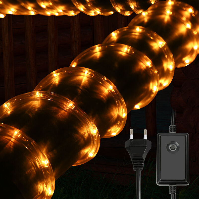 TolleTour Tube lumineux LED Extérieur/Intérieur Éclairage Tube lumineux Guirlande lumineuse 10M Jaune