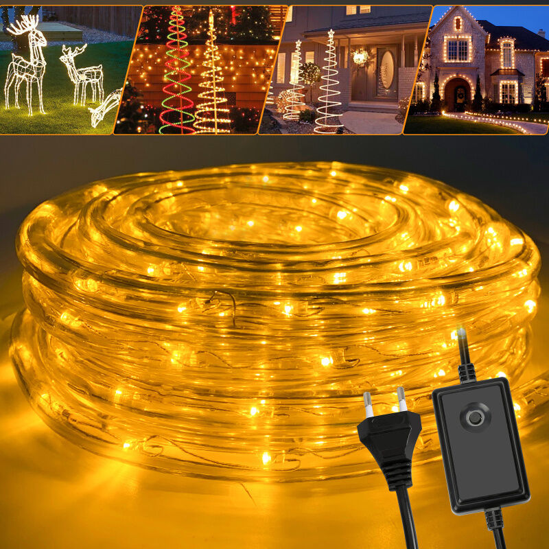 Einfeben Tuyau lumineux led Chaîne de lumière Tuyau lumineux Party Light Garden jaune-10m