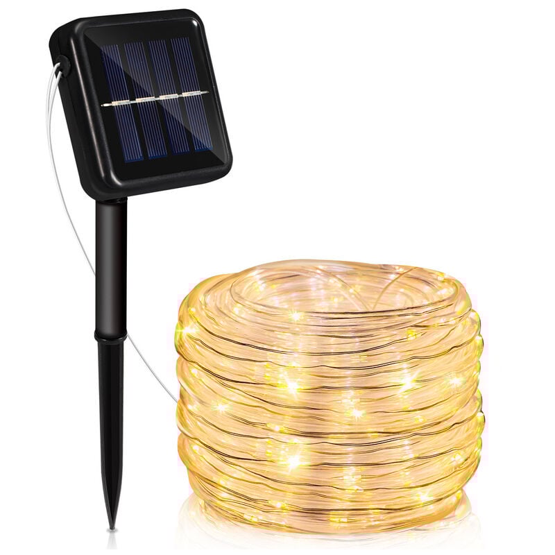 TolleTour Tuyau lumineux solaire filaire Chaîne lumineuse de jardin LED Tuyau lumineux-Blanc Chaud-30m