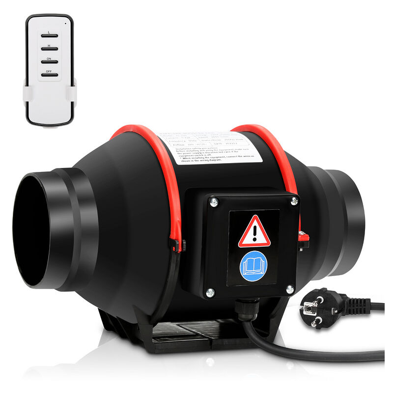 Ventilateur de conduit 100mm/150mm Aérateur Extracteur d'air de Conduit Ventilateur Axial de Gaine 540m³/h avec télécommande- 150mm 75W - Tolletour