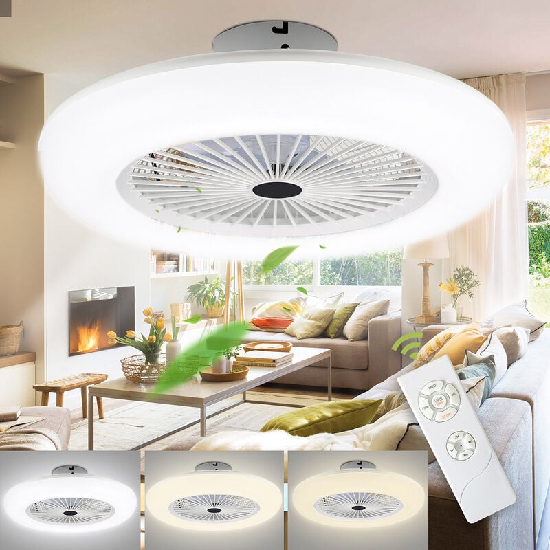 Tolletour - swanew Ventilateur de plafond Dimmable Ventilateur lumière Fan plafonnier led