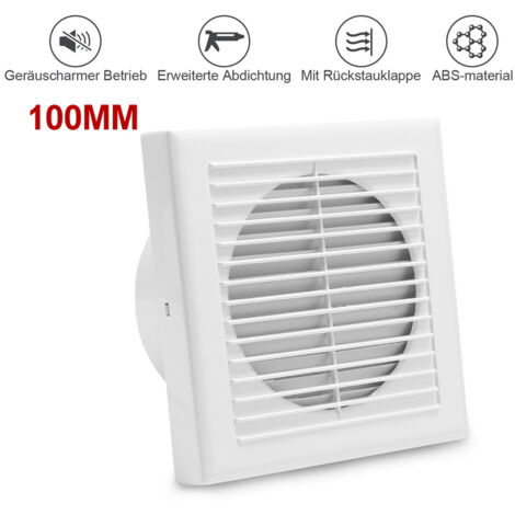 TolleTour Ventilateur de salle de bains Ventilateur mural avec plaque de guidage du reflux 100mm Ventilateur de plafond salle de bains