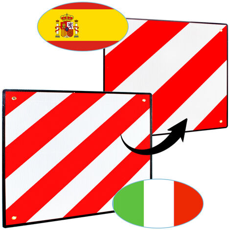 PLANGER® - Warntafel Italien (50 x 50 cm) + Spanner +Tasche - Reflektierendes  Warnschild rot weiß für Heckträger u Fahrradträger : : Auto &  Motorrad