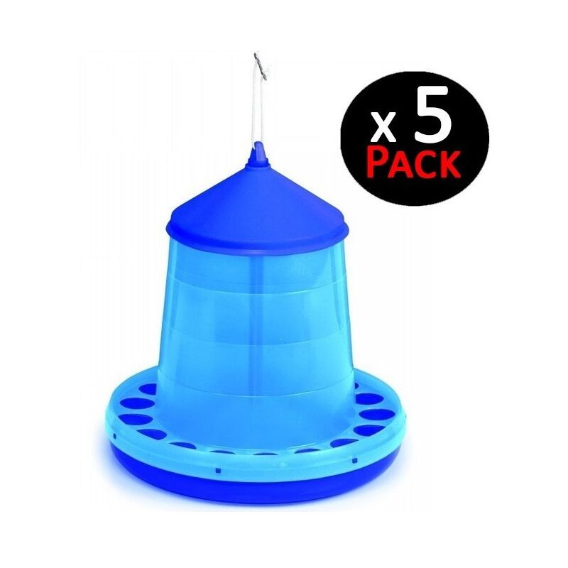 

Suinga - Tolva azul 8 Kg para gallinas. Pack 5 comederos