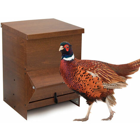 Tolva para Aves de Corral - Chapa Imitación Madera, Evita la Contaminación Visual - Comedero para Gallinas - Capacidad 20L - Pienso