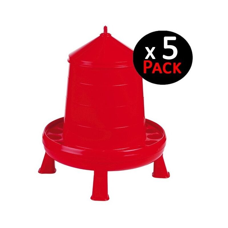 

Tolva roja 4 Kg para gallinas. Pack 5 comederos