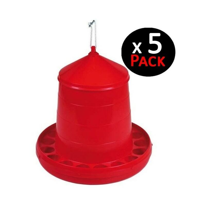 

Suinga - Tolva roja 8 Kg para gallinas. Pack 5 comederos