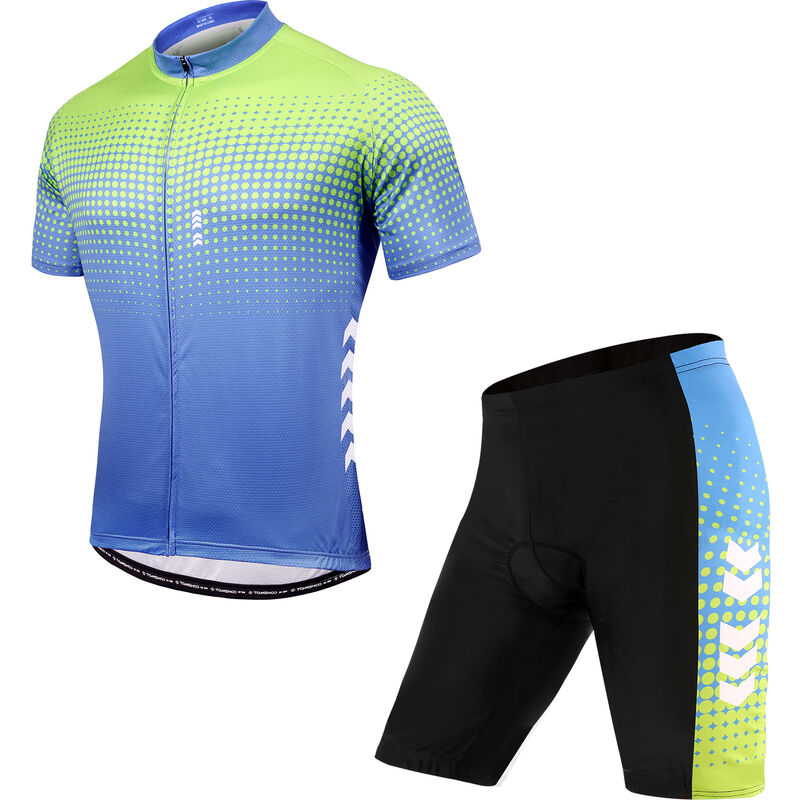 

TOM SHOO Trajes cortos de verano para hombre, con pantalones cortos de montar acolchados de gel 5D, conjunto de jersey de ciclismo transpirable de