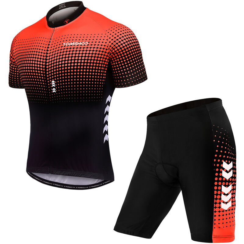 

TOM SHOO Trajes cortos de verano para hombre, con pantalones cortos de montar acolchados de gel 5D, conjunto de jersey de ciclismo transpirable de