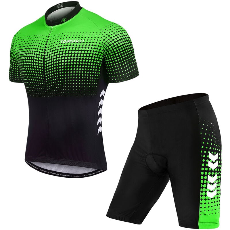 

TOM SHOO Trajes cortos de verano para hombre, con pantalones cortos de montar acolchados de gel 5D, conjunto de jersey de ciclismo transpirable de