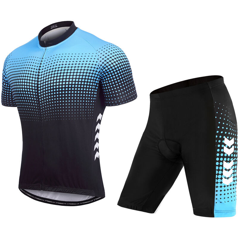 

TOM SHOO Trajes cortos de verano para hombre, con pantalones cortos de montar acolchados de gel 5D, conjunto de jersey de ciclismo transpirable de