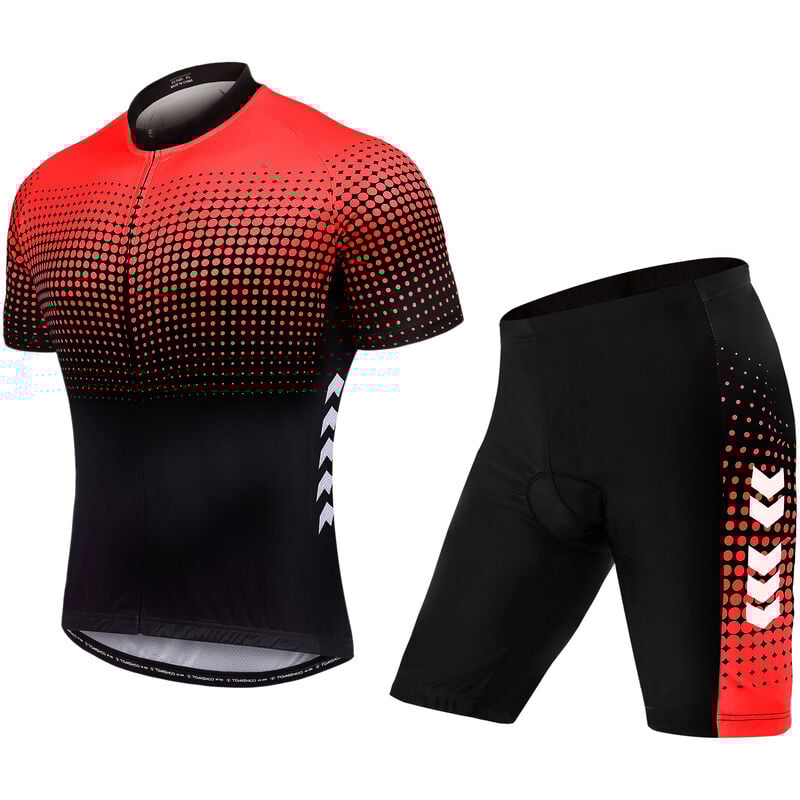 

TOM SHOO Trajes cortos de verano para hombre, con pantalones cortos de montar acolchados de gel 5D, conjunto de jersey de ciclismo transpirable de