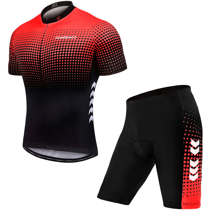 

TOM SHOO Trajes cortos de verano para hombre, con pantalones cortos de montar acolchados de gel 5D, conjunto de jersey de ciclismo transpirable de