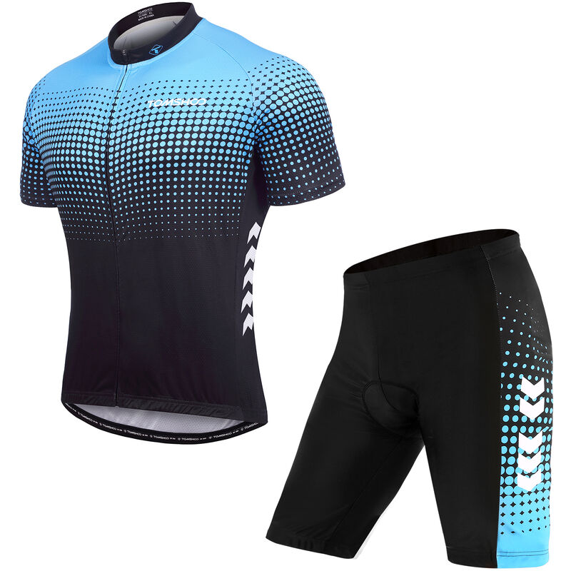 

TOM SHOO Trajes cortos de verano para hombre Conjunto de ciclismo Jersey de ciclismo con pantalones cortos de montar acolchados de gel 5D Conjunto de