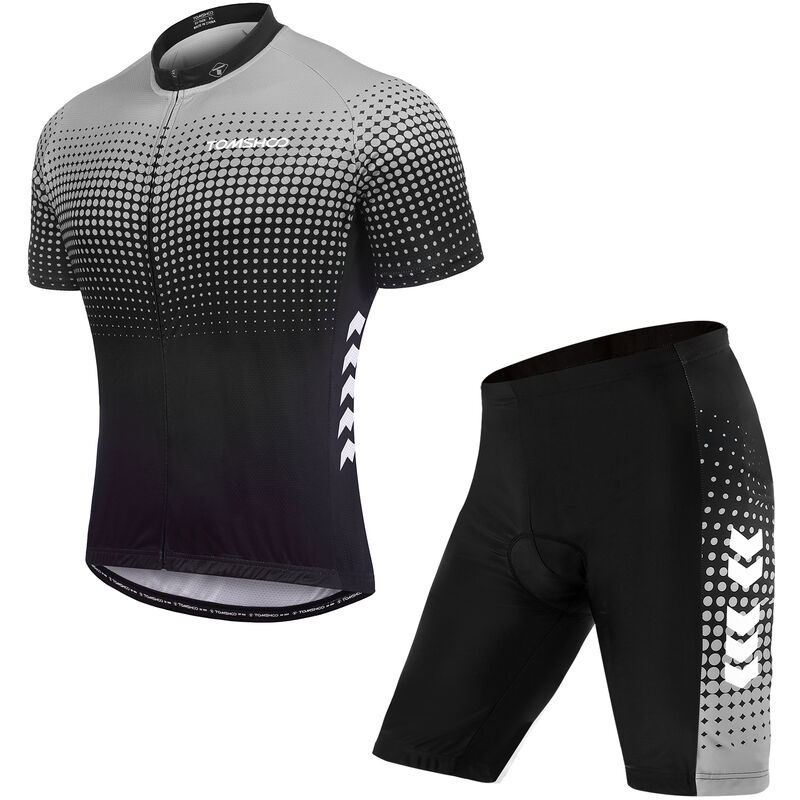 

TOM SHOO Trajes cortos de verano para hombre Conjunto de ciclismo Jersey de ciclismo con pantalones cortos acolchados de gel 5D Conjunto de jersey de