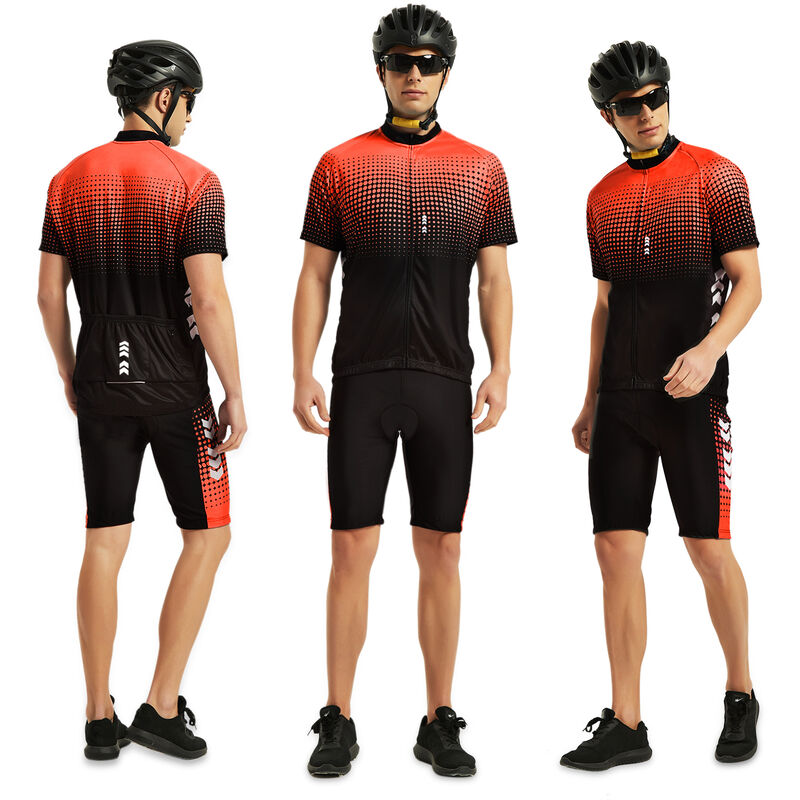 

TOM SHOO Trajes cortos de verano para hombre Conjunto de ciclismo Jersey de ciclismo con pantalones cortos de montar acolchados de gel 5D Conjunto de