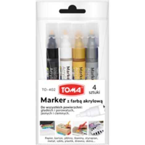 TOMA Acrylmarker - 4 Farben, für Decoupage und Styropor