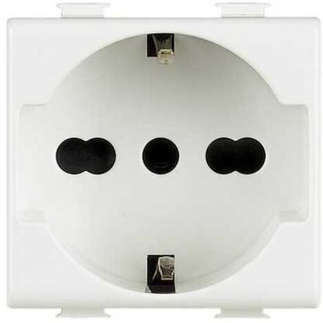 Toma Bticino Matix 10/16A 250V 2P+E Bipass Schuko Blanco AM5440/16