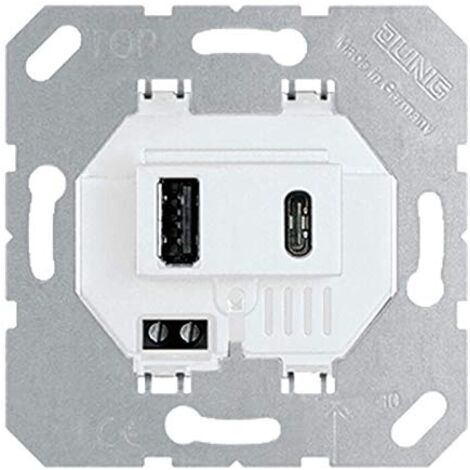 Toma cargador USB doble Jung USB15CAWW serie LS990 Blanco Alpino
