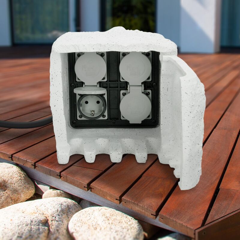 

Toma corriente para jardín regleta múltiple exterior 4 tomas enchufe interruptor