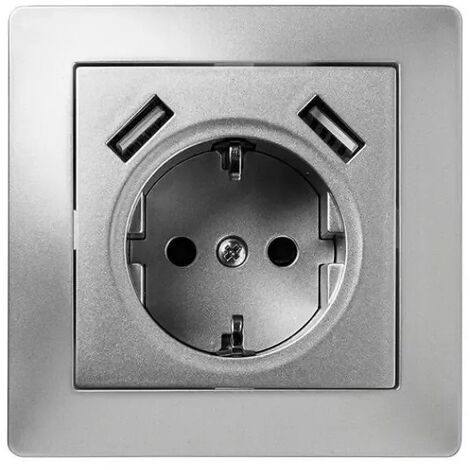 Toma de corriente +2 USB empotrada TT 2P+T 16A 250V Famatel 9239